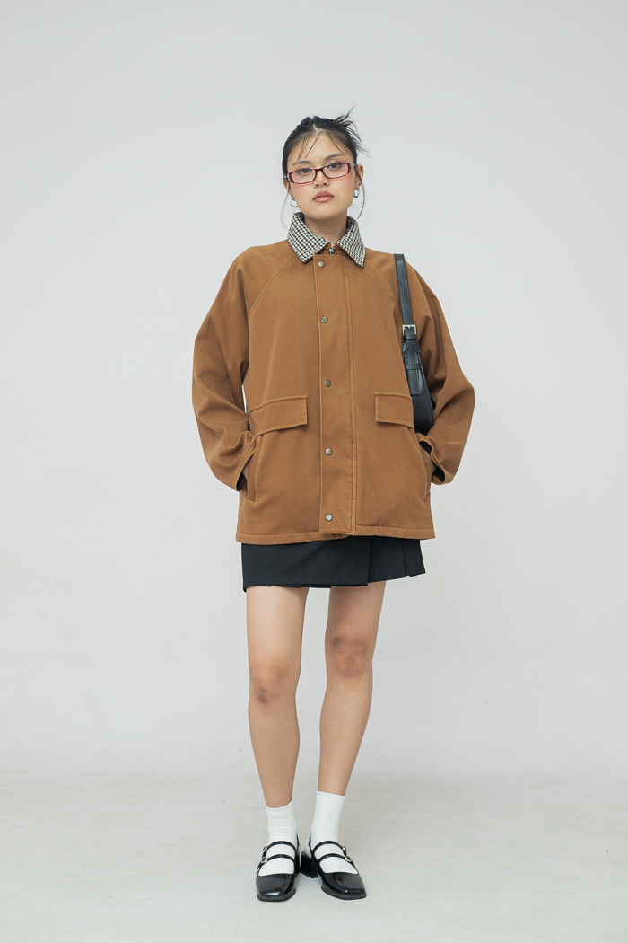 Classic Check Collar Suede Jacket